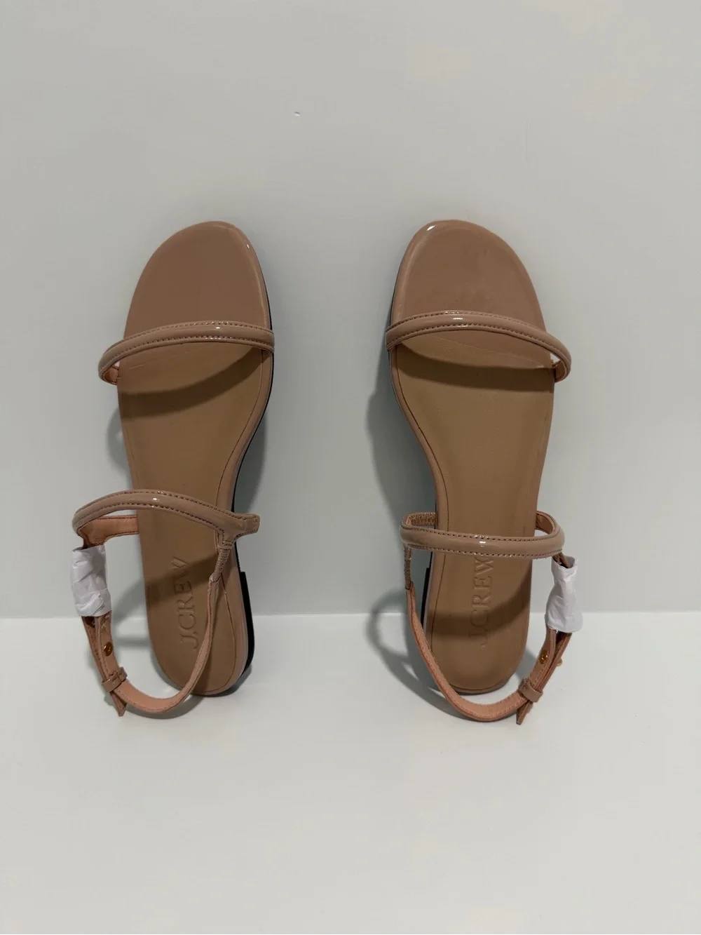 NEW J. Crew Audrey sandals in Rich Taupe patent leather size 7 CR915 $128